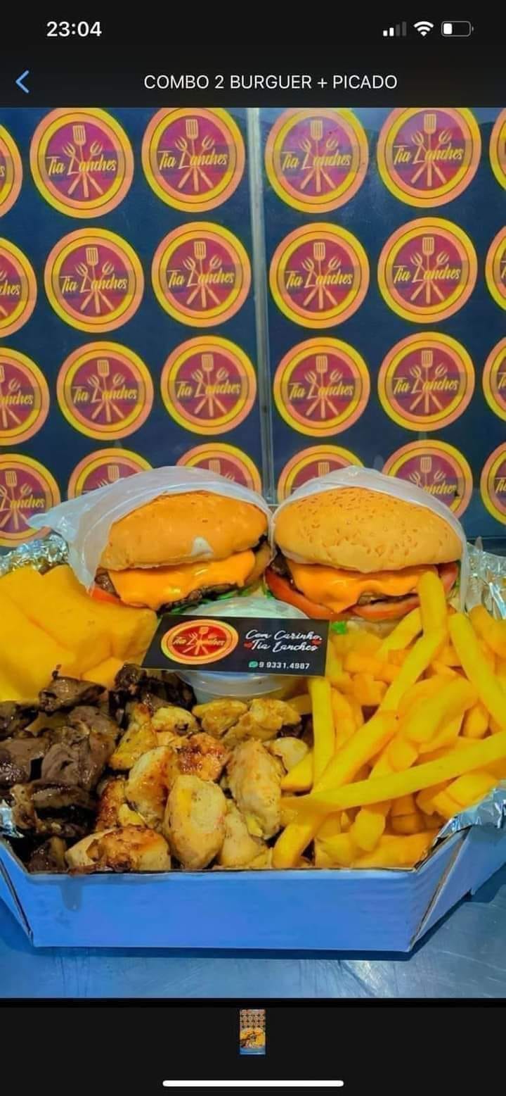 Combo 2 hamburguer + petiscos ( coração, calabresa, onions, fritas, maionese)